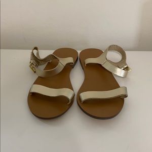J. Crew gold flat ankle strap sandal